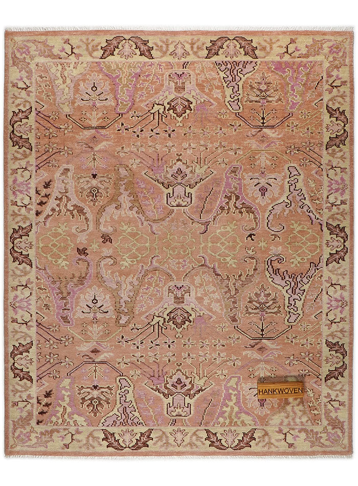 Meravine Peach Blush Hand-Knotted Wool Rug