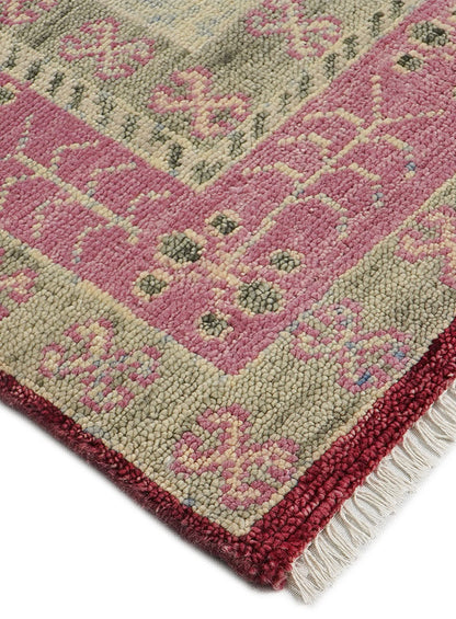 Kerman Wine Red Hand-Knotted Wool Rug