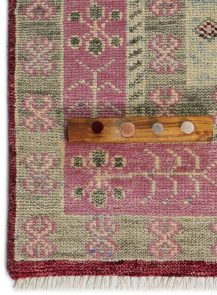 Kerman Wine Red Hand-Knotted Wool Rug