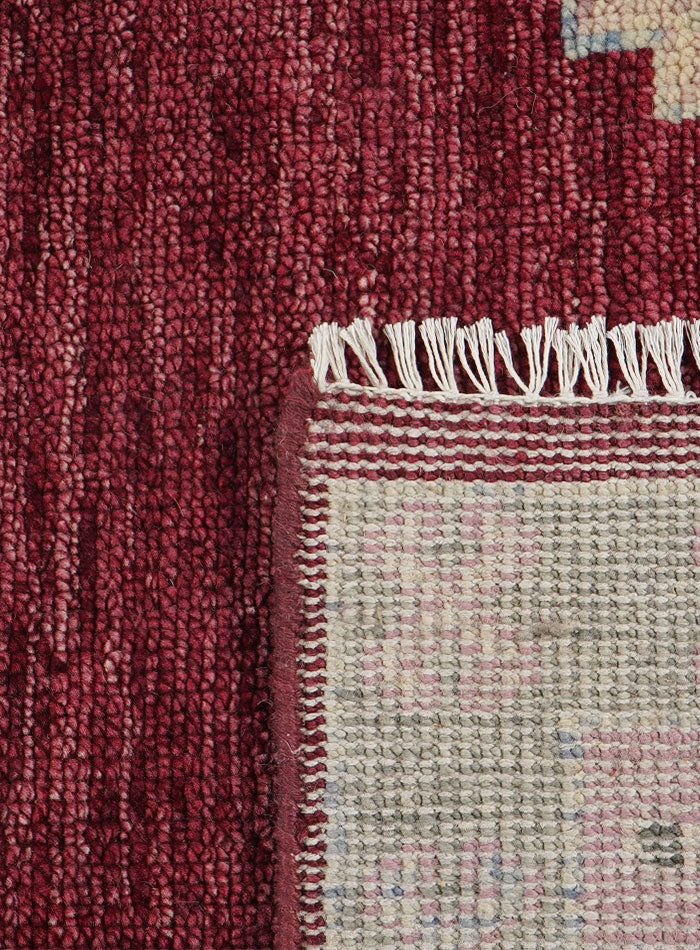 Kerman Wine Red Hand-Knotted Wool Rug