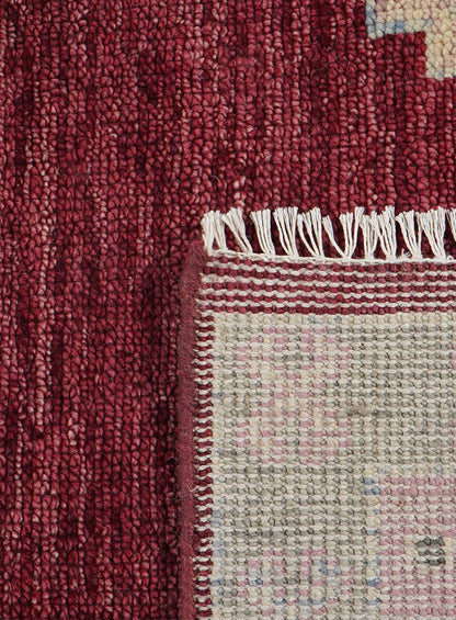 Kerman Wine Red Hand-Knotted Wool Rug