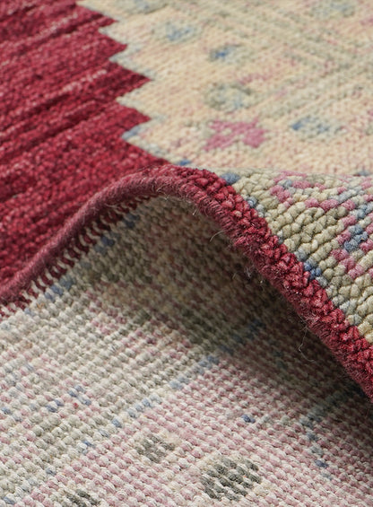 Kerman Wine Red Hand-Knotted Wool Rug