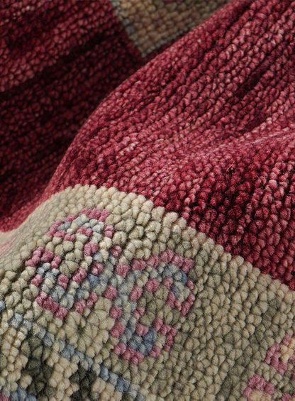 Kerman Wine Red Hand-Knotted Wool Rug
