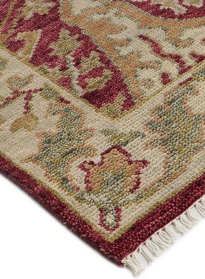 Meravine Wine Red Hand-Knotted Wool Rug