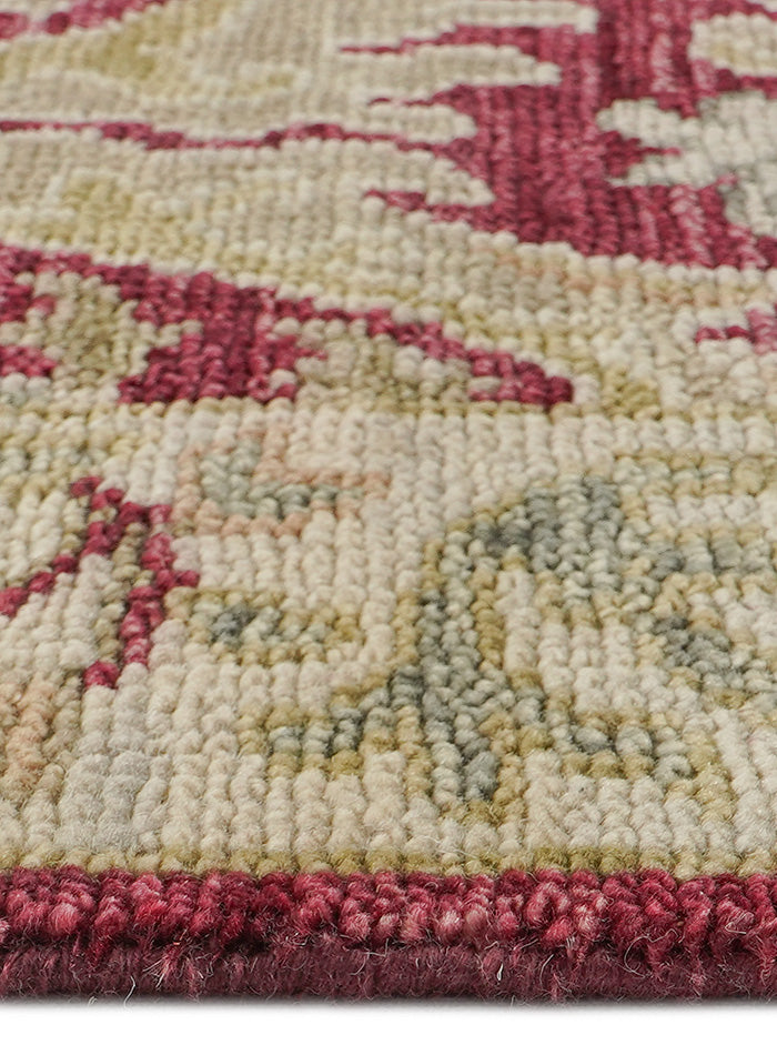 Meravine Wine Red Hand-Knotted Wool Rug