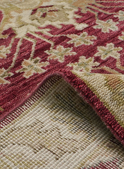Meravine Wine Red Hand-Knotted Wool Rug