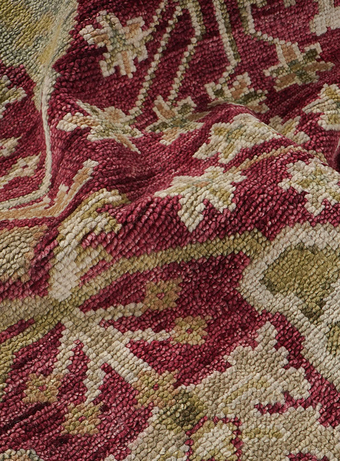 Meravine Wine Red Hand-Knotted Wool Rug