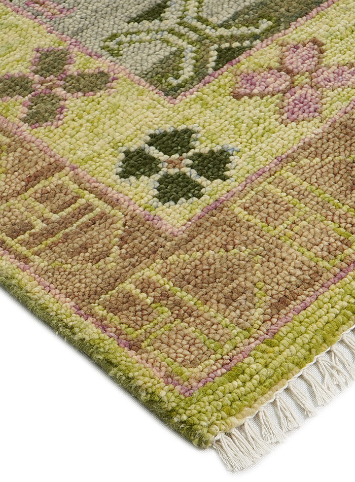 Nomari Lime Green Hand-Knotted Wool Rug