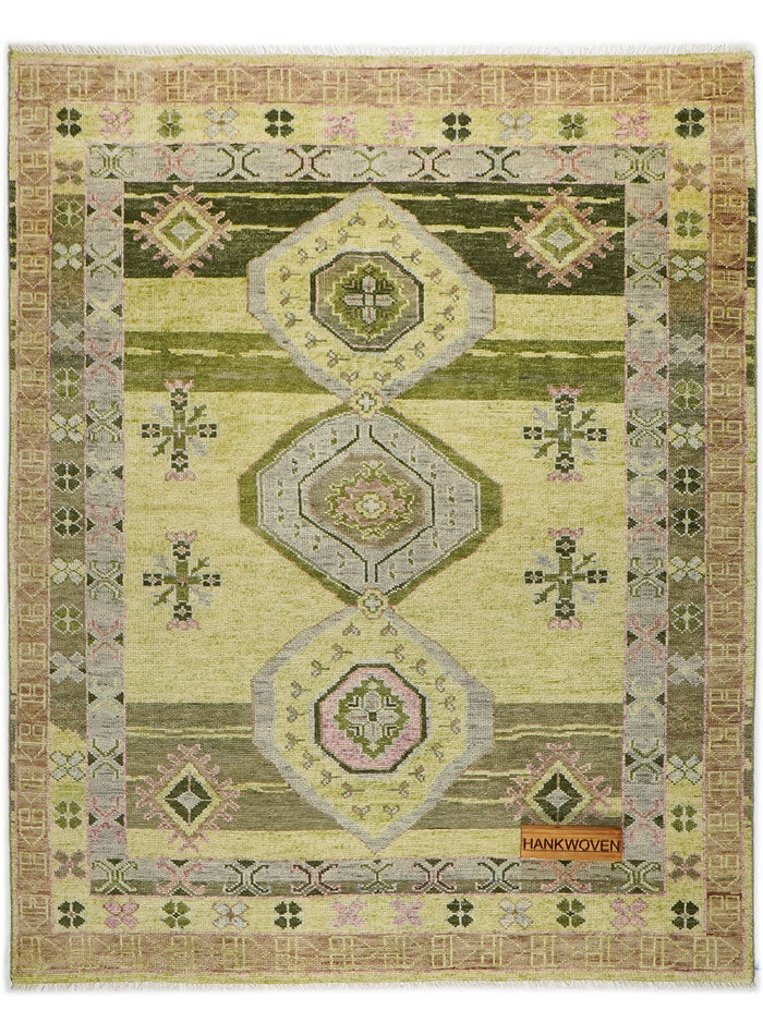 Nomari Lime Green Hand-Knotted Wool Rug