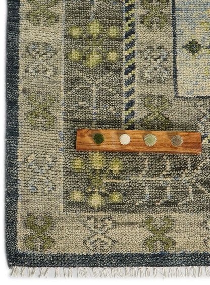 Kerman Leaf Green Hand-Knotted Wool Rug