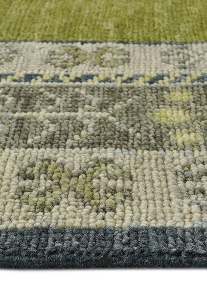 Kerman Leaf Green Hand-Knotted Wool Rug
