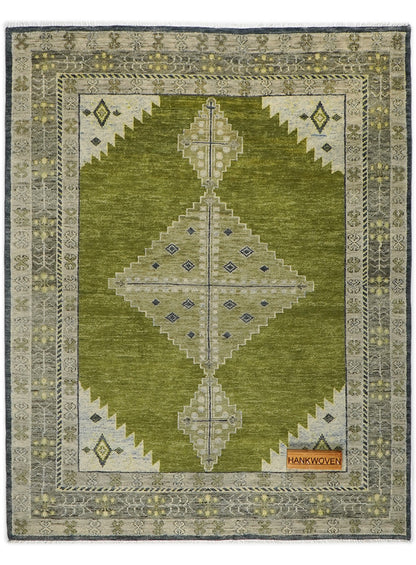 Kerman Leaf Green Hand-Knotted Wool Rug