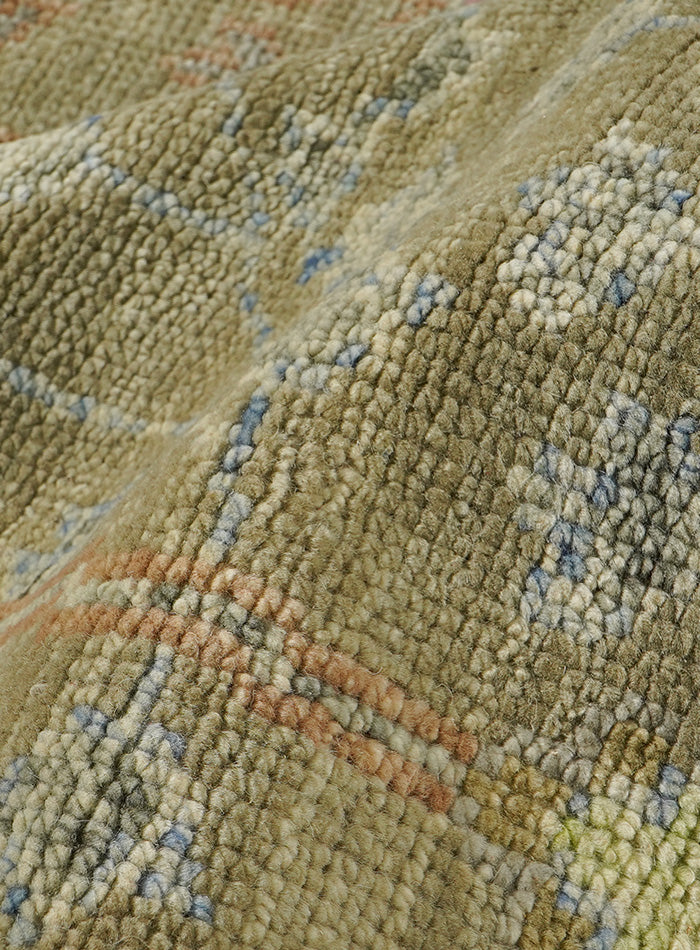 Tree of Life Distressed Beige Hand-Knotted Wool Rug
