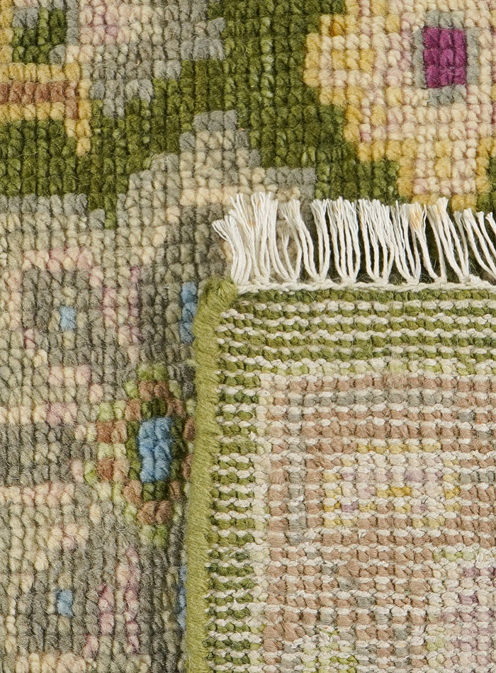 Reese Leaf Green Hand-Knotted Wool Rug