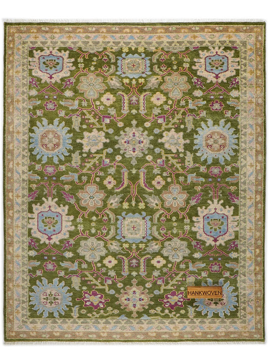 Reese Leaf Green Hand-Knotted Wool Rug
