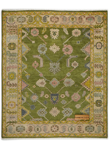 Medow Leaf Pastel Hand-Knotted Wool Rug