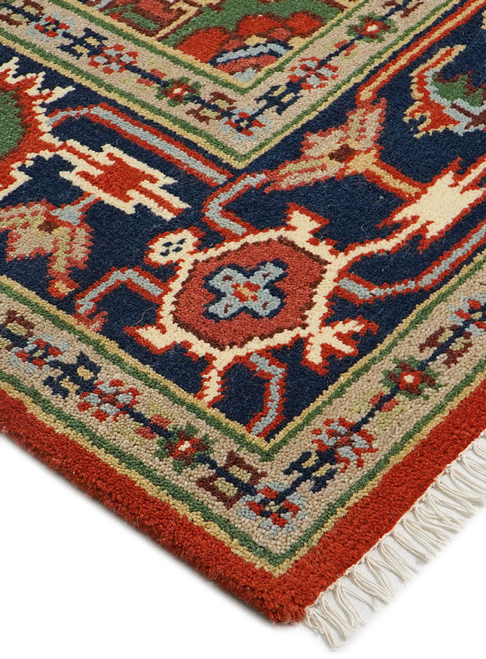 Dyson Red-Ivory Hand-Knotted Wool Rug