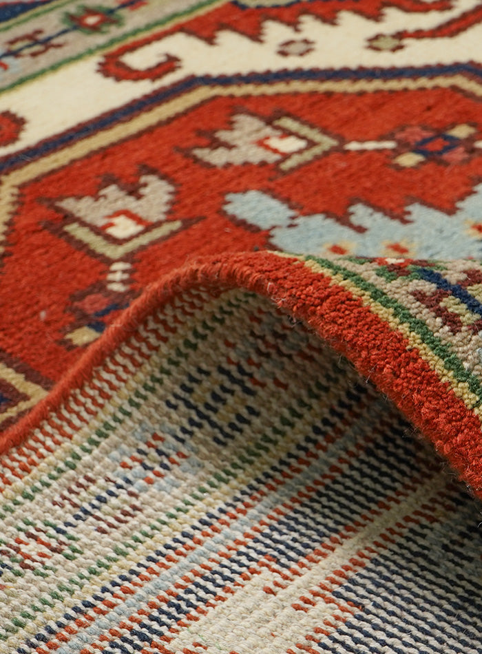 Dyson Red-Ivory Hand-Knotted Wool Rug