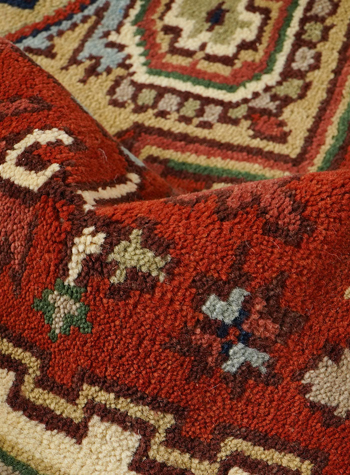 Dyson Red-Ivory Hand-Knotted Wool Rug