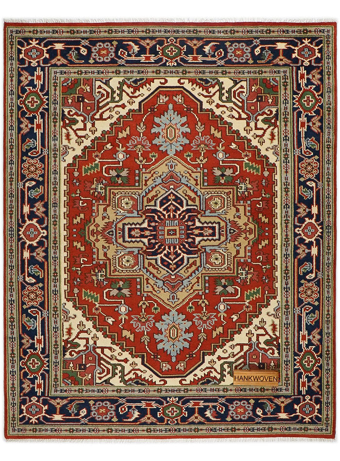 Dyson Red-Ivory Hand-Knotted Wool Rug