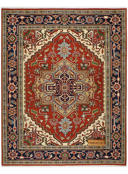 Dyson Red-Ivory Hand-Knotted Wool Rug