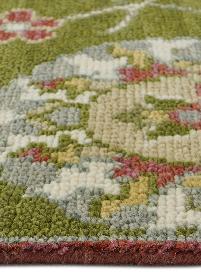 Pavonia Olivara Green Hand-Knotted Wool Rug
