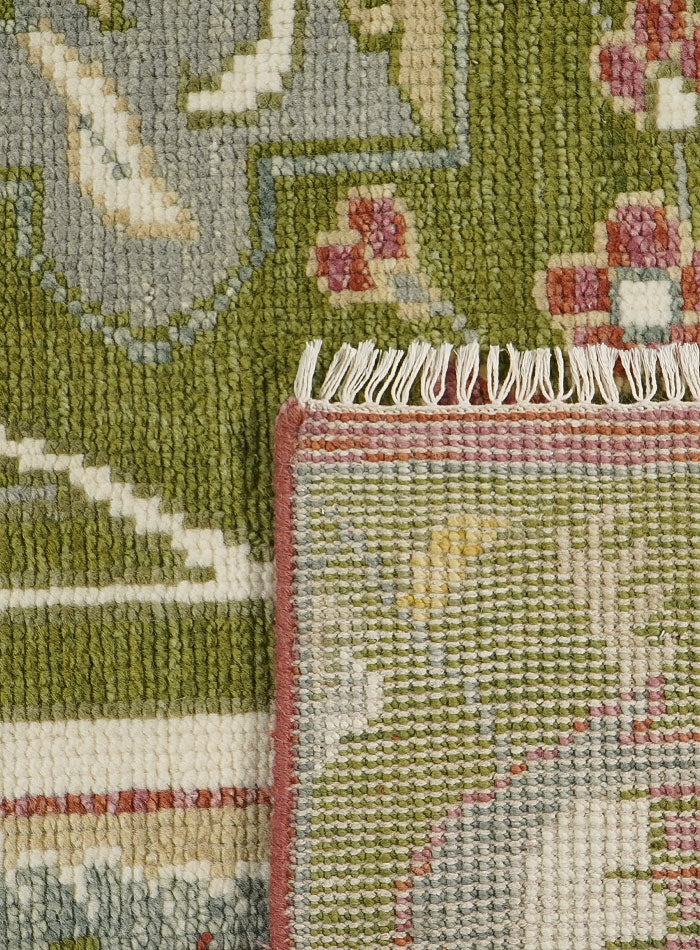Pavonia Olivara Green Hand-Knotted Wool Rug