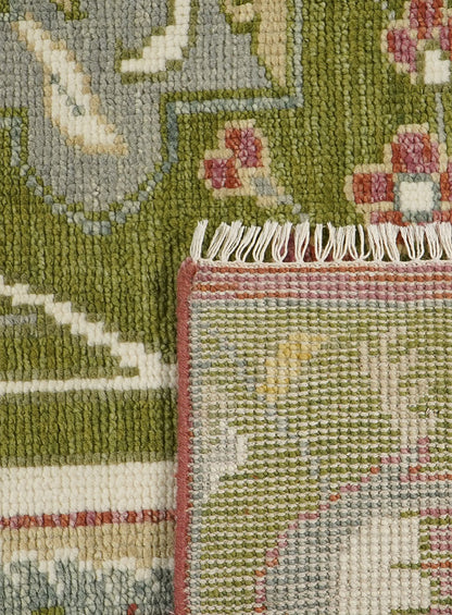 Pavonia Olivara Green Hand-Knotted Wool Rug