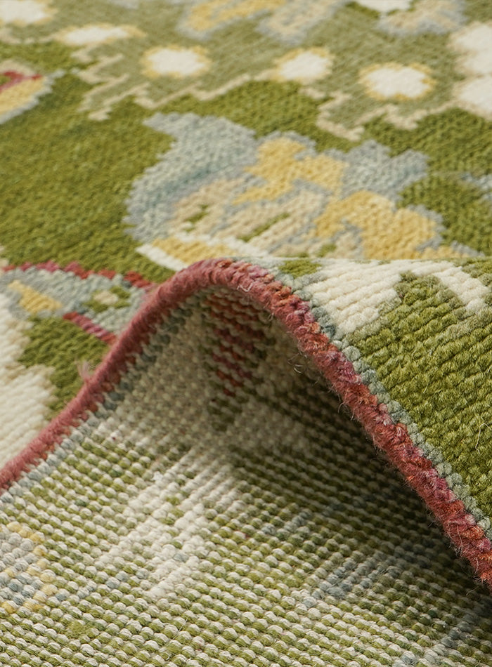 Pavonia Olivara Green Hand-Knotted Wool Rug