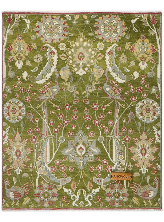 Pavonia Olivara Green Hand-Knotted Wool Rug