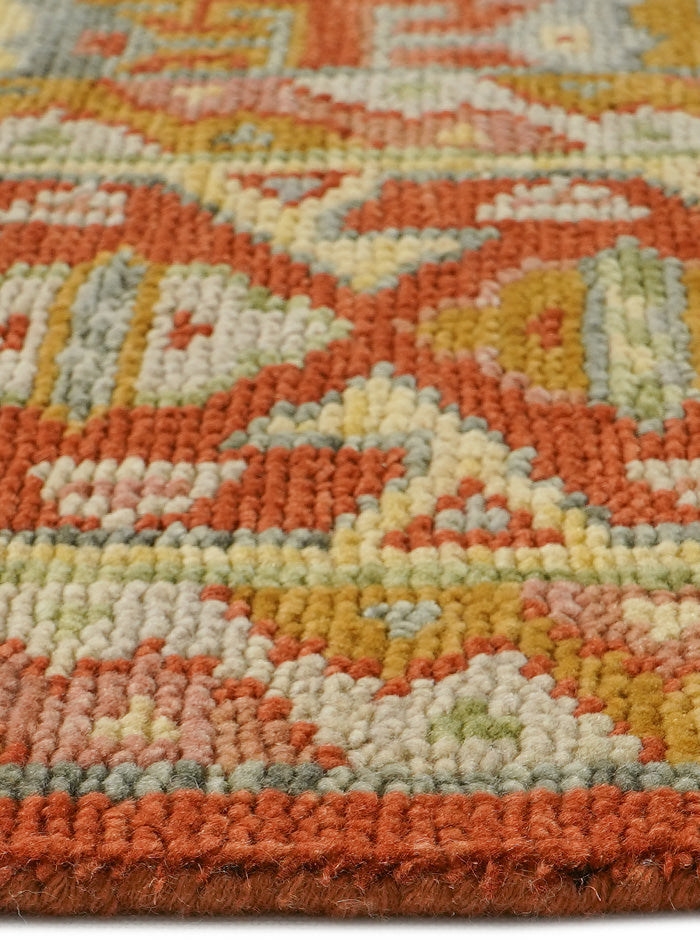 Grid Red on Red Hand-Knotted Wool Rug
