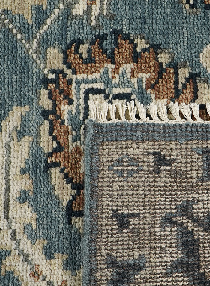 Lone Bloom Deep Teal Hand-Knotted Wool Rug