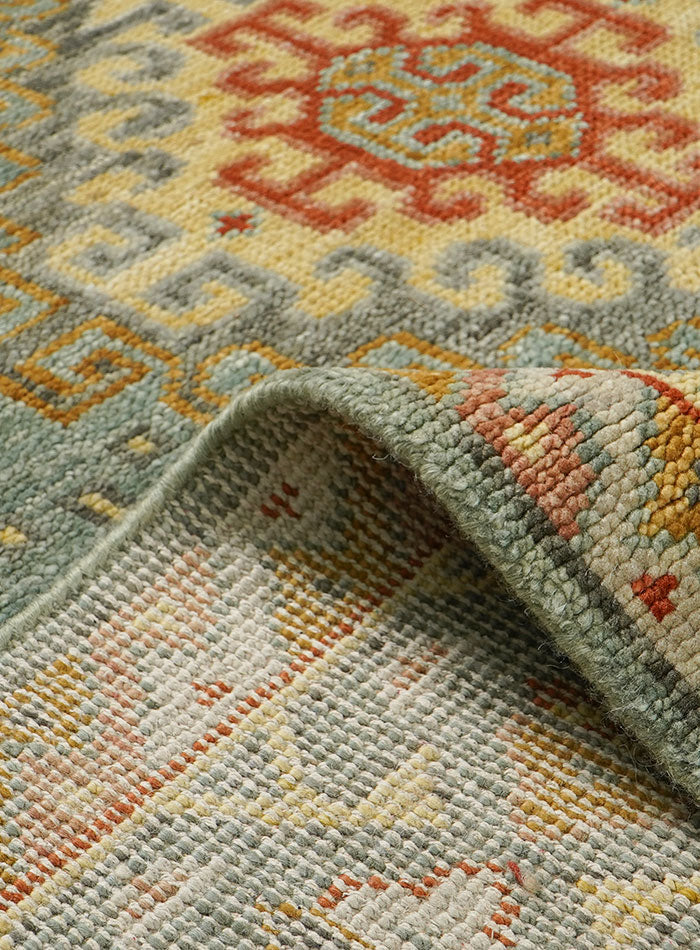 Grid Sage Ash Hand-Knotted Wool Rug