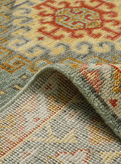 Grid Sage Ash Hand-Knotted Wool Rug