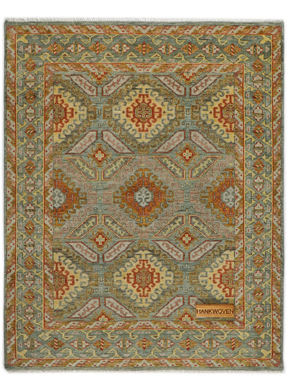 Grid Sage Ash Hand-Knotted Wool Rug