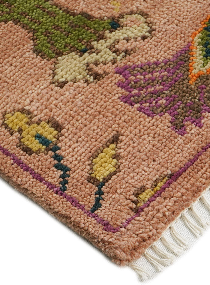 Aviara Peach Hand-Knotted Wool Rug