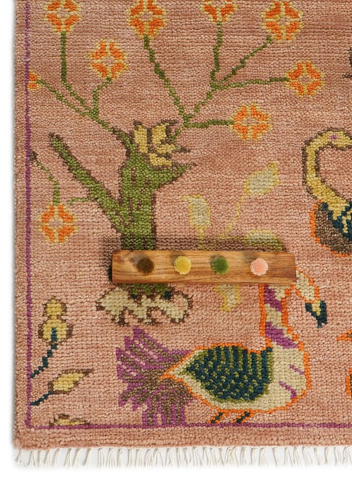 Aviara Peach Hand-Knotted Wool Rug