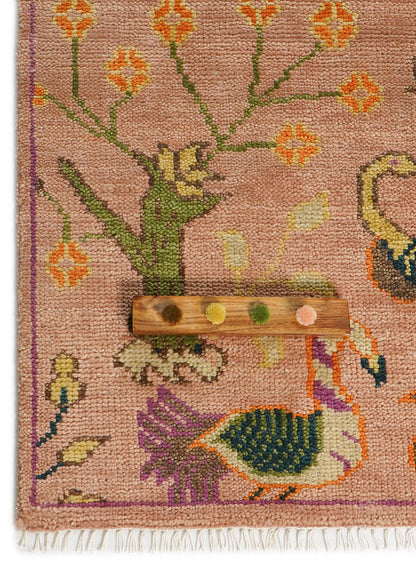 Aviara Peach Hand-Knotted Wool Rug