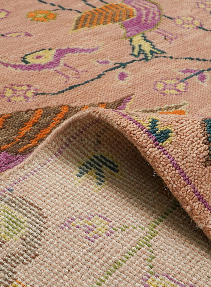 Aviara Peach Hand-Knotted Wool Rug