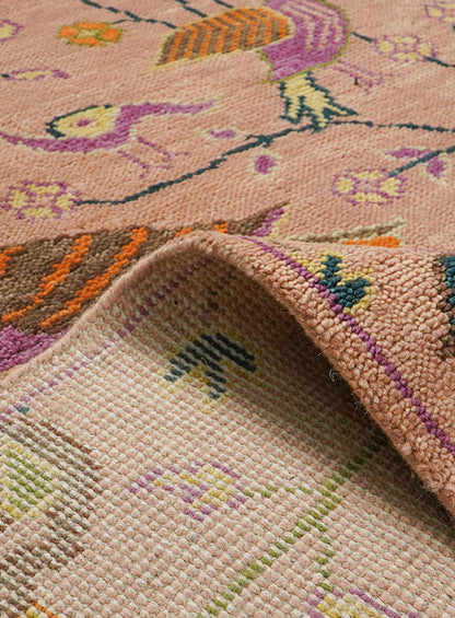 Aviara Peach Hand-Knotted Wool Rug