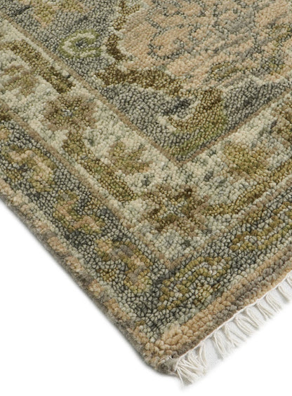 Meravine Earthy Green Hand-Knotted Wool Rug