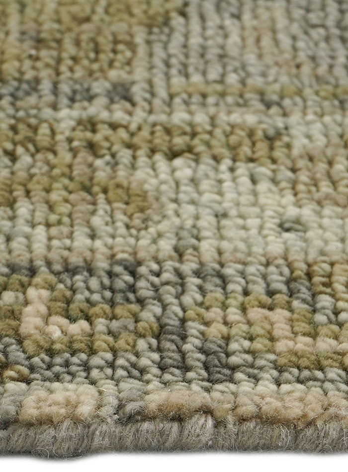 Meravine Earthy Green Hand-Knotted Wool Rug