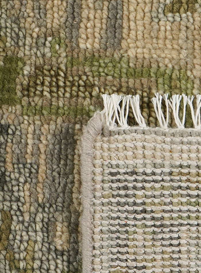 Meravine Earthy Green Hand-Knotted Wool Rug