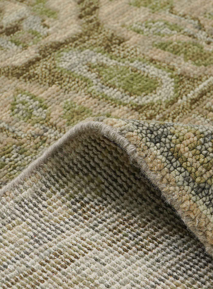 Meravine Earthy Green Hand-Knotted Wool Rug