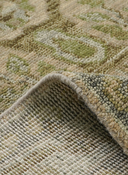 Meravine Earthy Green Hand-Knotted Wool Rug