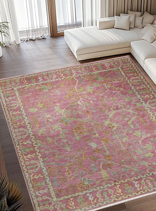 Overgrown Blushfield Hand-Knotted Wool Rug