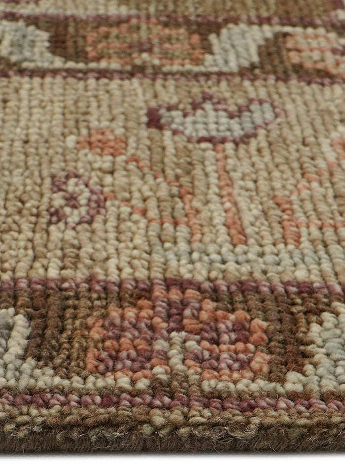 Lone Bloom Mocha Oushak Hand-Knotted Wool Rug