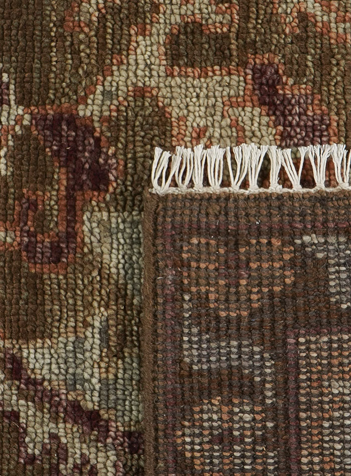 Lone Bloom Mocha Oushak Hand-Knotted Wool Rug