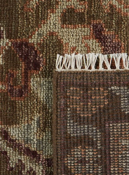 Lone Bloom Mocha Oushak Hand-Knotted Wool Rug