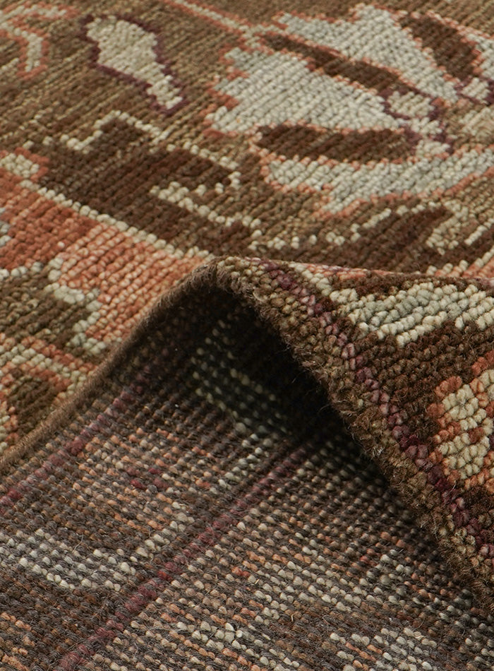 Lone Bloom Mocha Oushak Hand-Knotted Wool Rug